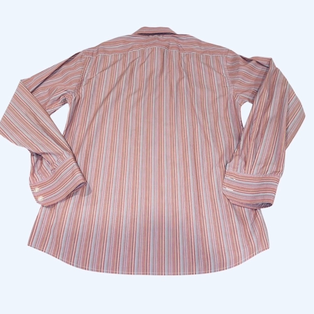 Thomas Pink Mens Shirt Cotton Multicolor Striped Button Up Made in Romania 15.5 - Picture 4 of 7